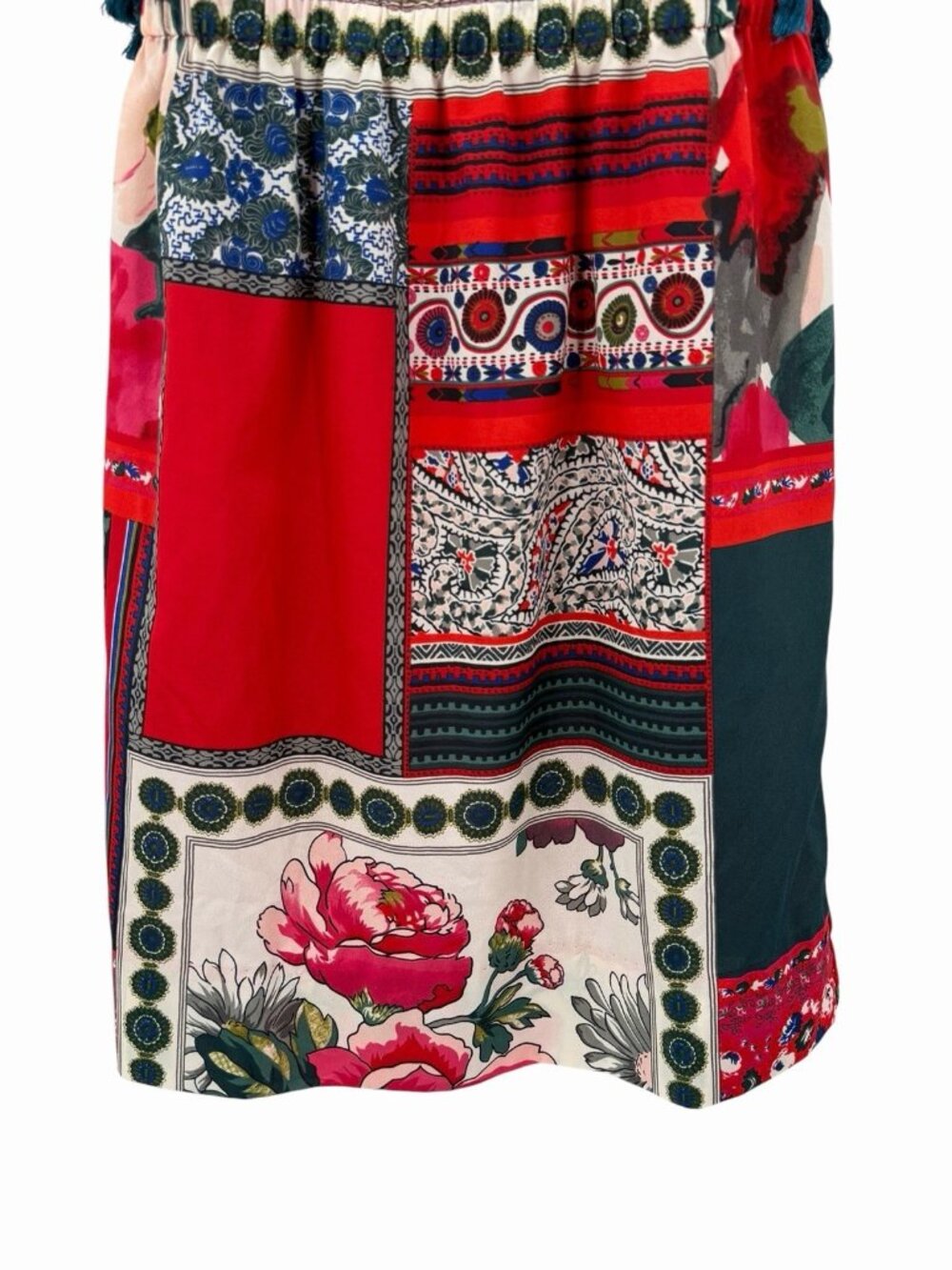 VANESSA VIRGINIA ANTHROPOOOGIE Women’s Red Boho Tassel Sleeve Dress XS - Picture 2 of 7